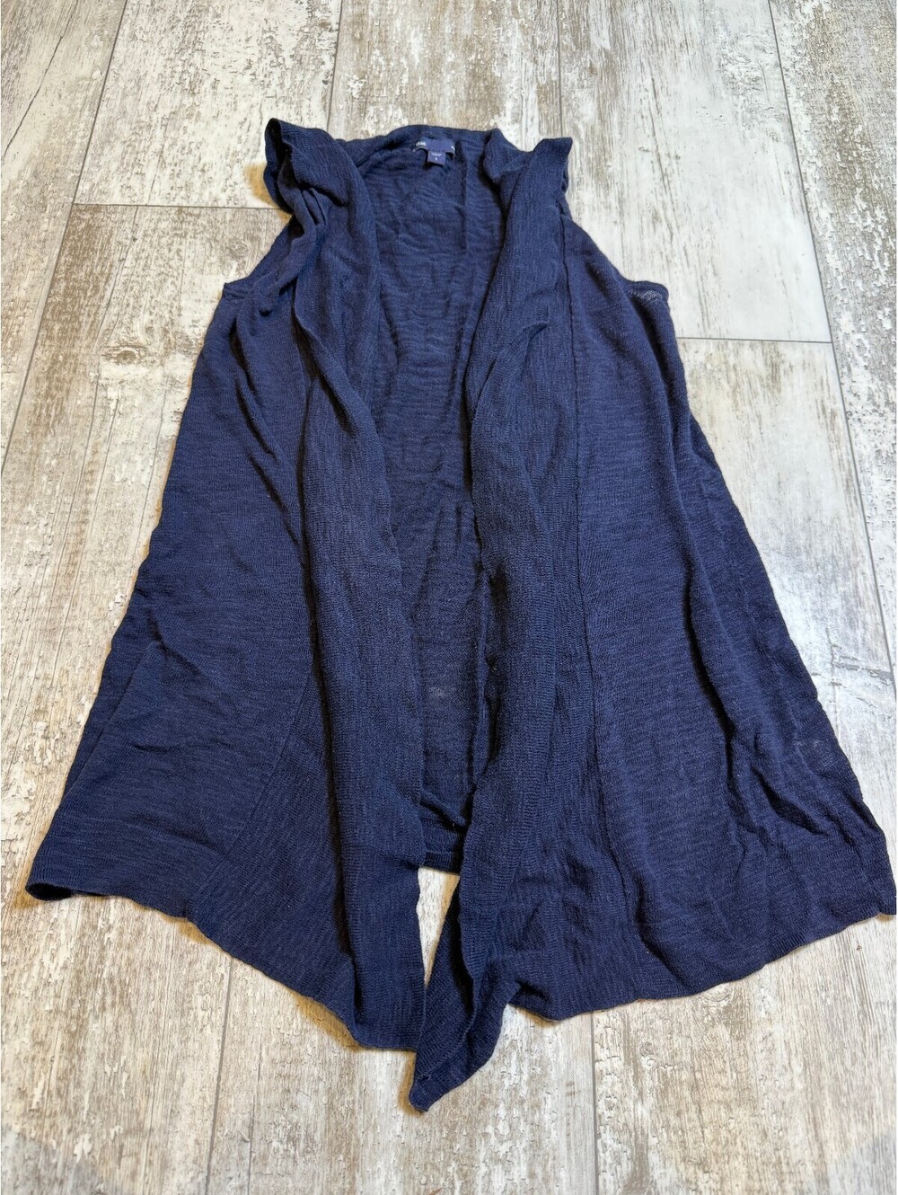 Gap Womens S Navy Open Front Knit Vest Draped Long Cardigan